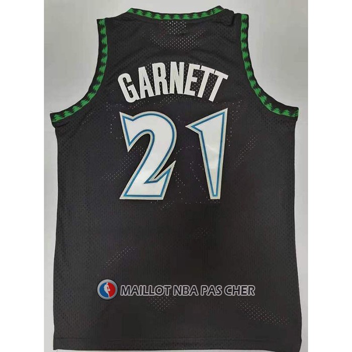 Maillot Minnesota Timberwolves Kevin Garnett NO 21 Hardwood Classics Throwback Noir